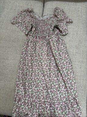 Persaya Pink and Green Floral Girls' Smocked Sundress
